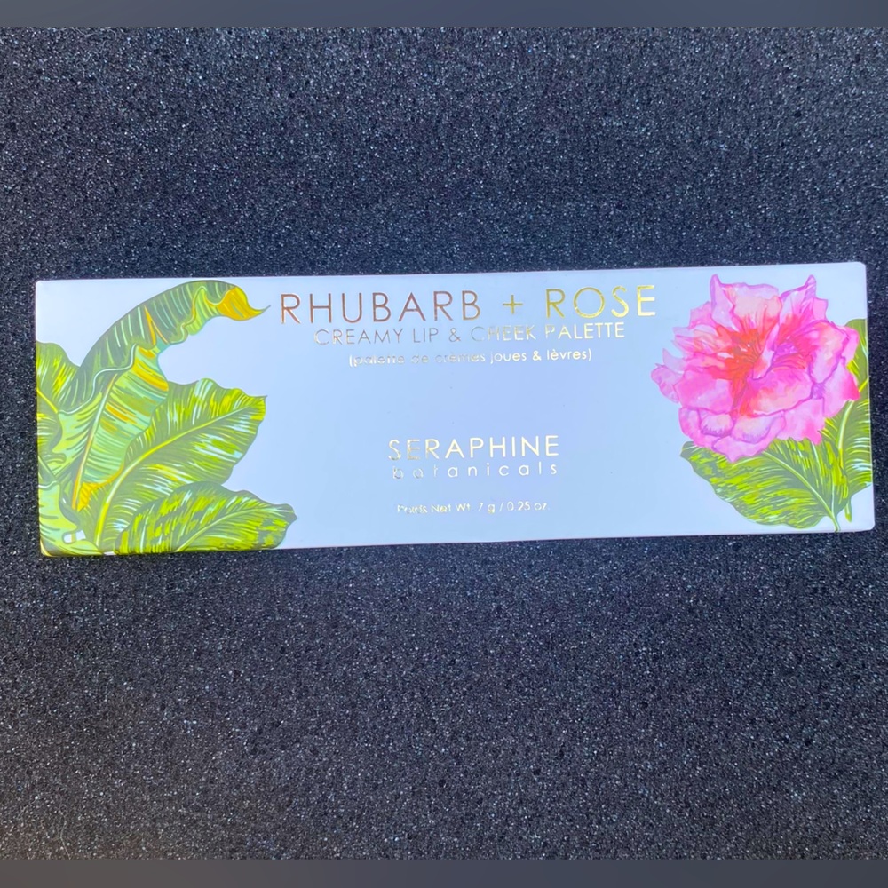 Seraphine Botanicals Rhubarb and Rose creamy lip and cheek palette